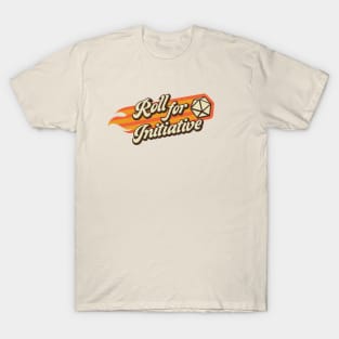 Roll for Initiative Fantasy 80s Retro Flame Dice T-Shirt